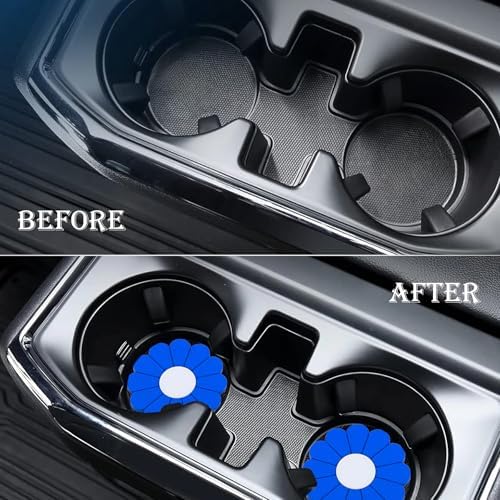 2-Pack Car Cup Holder Coaster Inserts, Daisy Shape, 2.75 Inch Non-Slip Silicone - Image 7
