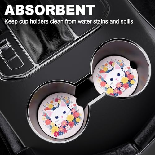 2 Pack Car Cup Holder Coasters, 2.63 inch Anti Slip Insert Absorbent Ceramic - Image 7