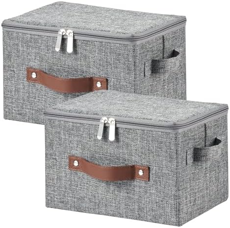 2PCS Storage Bins with Zipper Lids Decorative Lidded Basket Box by VinneGenzz