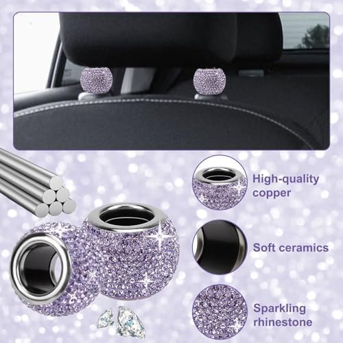 BFXM 4 Pcs Car Headrest Collars, Bling Head Rest Collars Rings Decoration - Image 4