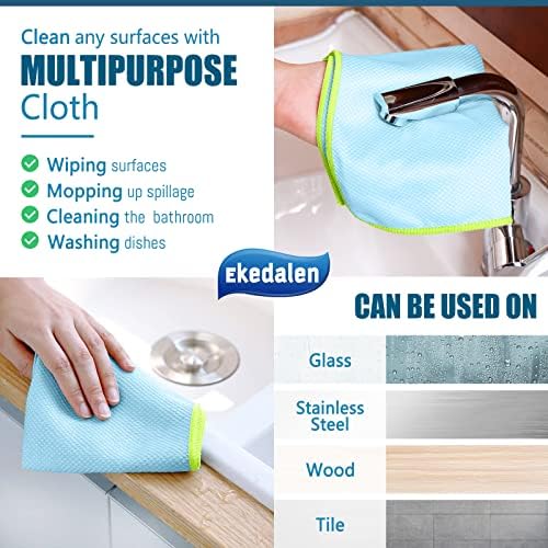 Ekedalen Microfiber Cleaning Cloth Lint Free Glass Polish, Light Blue - Image 4