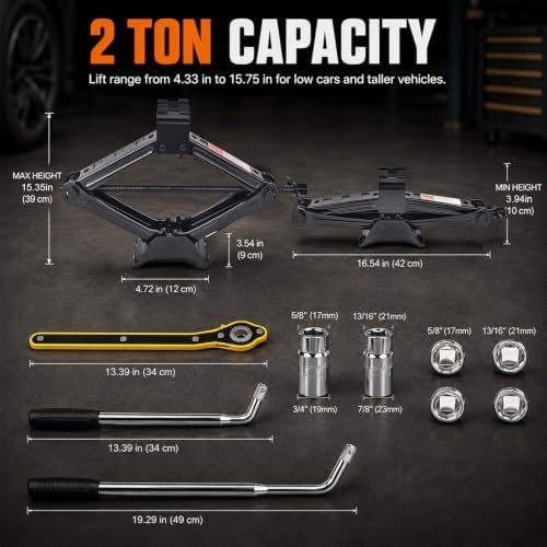 2 Ton Scissor Jack Kit with Lug Wrench - Image 3