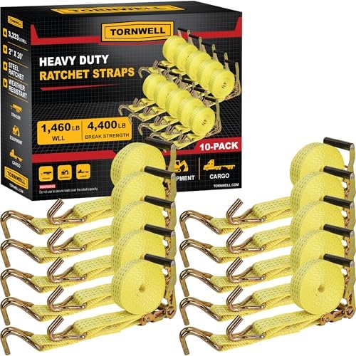 10-Pack Heavy Duty Ratchet Tie-Down Straps, 1.5 x 15 ft, 400 lb Break Strength by Unknown