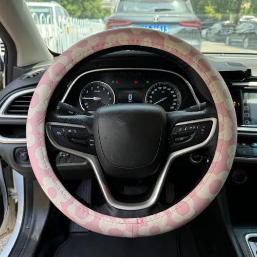 Vintage Groovy Flowers Car Leather Steering Wheel Cover - Image 2