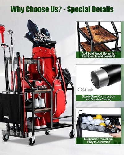 FHXZH Golf Bags Storage Garage Organizer - Image 3