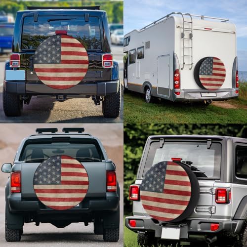 Spare Tire Cover for RV Trailer, Vintage American Flag Waterproof Sun Leather - Image 6