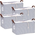 Hinwo 4-Pack Large Canvas Fabric Storage Baskets by Hinwo