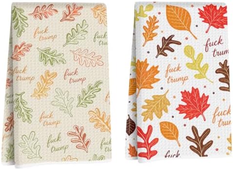 Fall Maple Leaf Trump Kitchen Towels Gifts by Lovdazzles