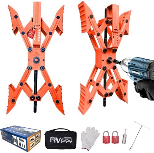 Camper X-Shaped Wheel Chock Stabilizer, 2 Sets RV Stabilizer Wheel Chock Scissor by RVPNR