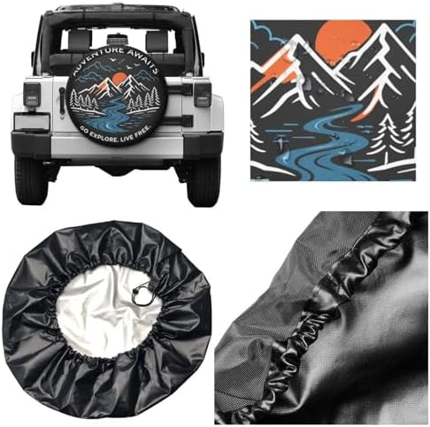 Spare Tire Cover，Adventure Awaits Camper Spare Tire Cover Waterproof Sun - Image 6