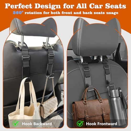 Amooca Anti-drop Car Headrest Hooks 4 Pack Seat Organizer - Image 3