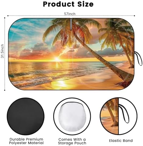Windshield Sun Shade, Reflective Car Sunshade Blocks Heat, 57 x 31.5 in - Image 2