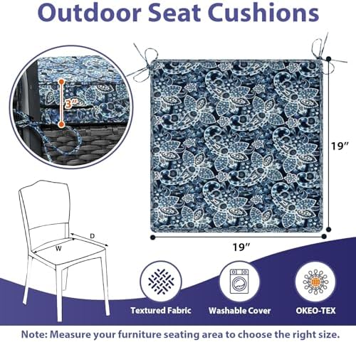 IPYNBAP Outdoor Chair Cushions Set of 4 -Waterproof Outdoor Seat Cushions - Image 2