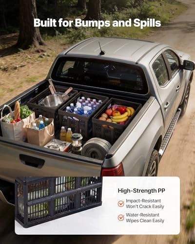 VEVOR Plastic Collapsible Storage Bins, 45L 3 Packs, Stackable Folding Storage - Image 6