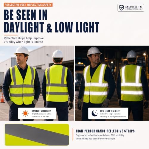 AYKRM 12 colour High visibility viz vest hi vis viz reflective work - Image 3