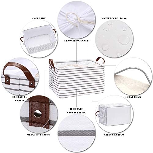 Hinwo 2-Pack Large Canvas Fabric Storage Baskets - Image 4