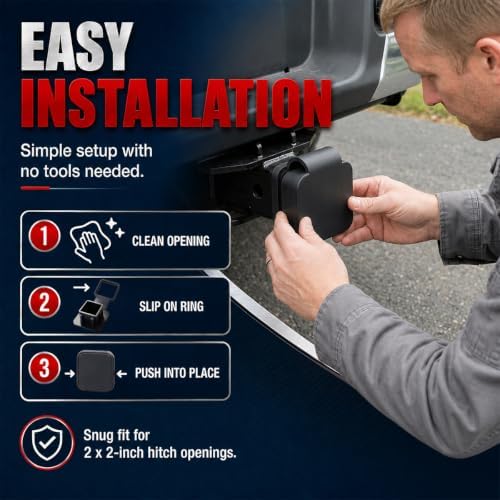 2'' Trailer Hitch Cover, Rubber Square Mouth Tow Receiver Tube Plug Protection - Image 5