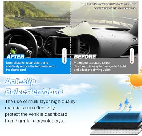 Cartist Black Dash Cover for Toyota Camry 2007-2011 Dashboard Cover Mat - Image 4