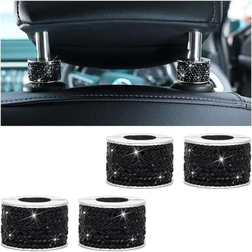 4PCS Crystal Rhinestone Bling Car Headrest Collars, Automotive Magnetic by MINGZAIQIPEI
