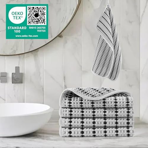 POLYTE 430 GSM Poly Blend Microfiber Waffle Wash Cloth Face Towel, 13x13 in - Image 2
