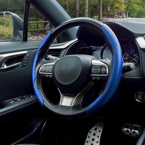 Amiss 2pcs Carbon Fiber Anti-Skid Steering Wheel Cover, Waterproof & Segmented - Image 6