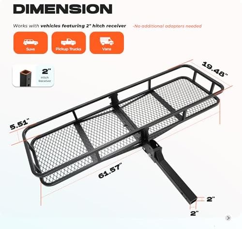 ALMULOO Folding Hitch Cargo Carrier 61.5"x19.5"x5.5" 550LBS - Image 2