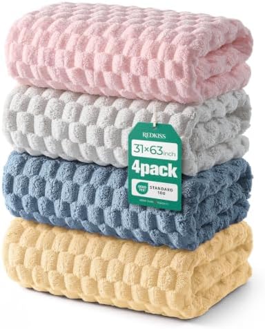 REDKISS Microfiber Bath Towel Large, 31”x 61” 4 Pack, Super Absorbent by REDKISSOnline