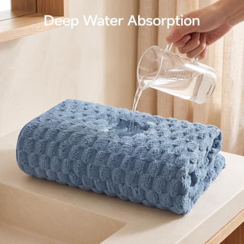 REDKISS Blue Gray Microfiber Bath Towel Large, 31”x 61” 4 Pack - Image 4