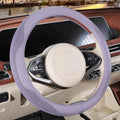 Nappa Leather Ice Silk Fabric Purple Steering Wheel Cover by Binsheo