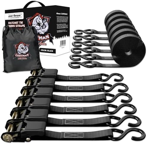 CARTMAN Ratchet Tie Down Straps, 1 in x 15 ft, 1500 lb by CARTMAN
