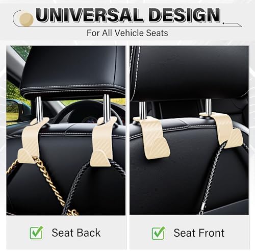 SINGARO Universal 4 Pack Car Seat Headrest Purse Hook, Carbon Fiber Back Seat - Image 4