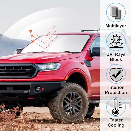 Windshield Sun Shade for 2019-2025 2026 Ford Ranger Accessories - Image 2