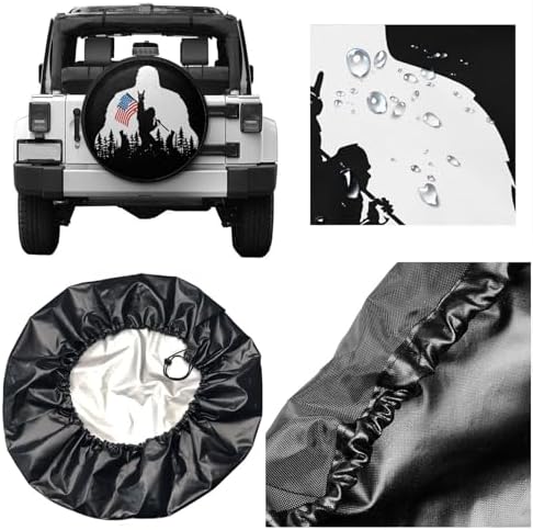 Bigfoot American Flag Camping Spare Tire Cover Wheel Protectors Weatherproof - Image 2