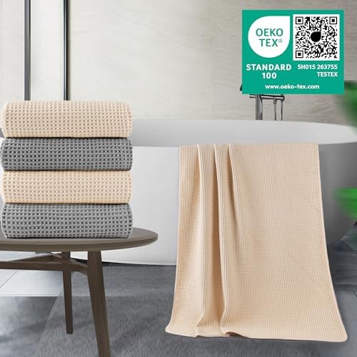 POLYTE 430 GSM Poly Blend Microfiber Quick Dry Waffle Bath Towel, 30x60 in - Image 3