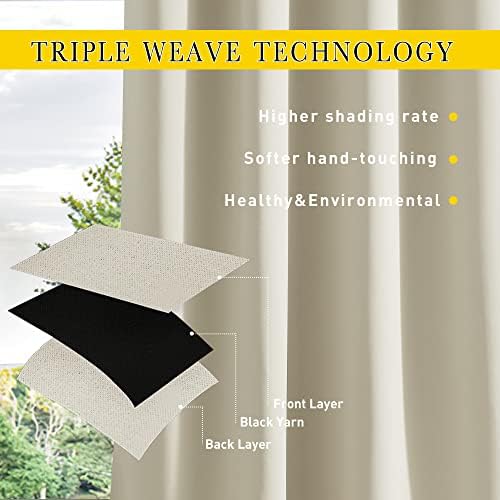 NICETOWN Weighted Curtains for Patio Waterproof W66xL84 Beige 2 Panels - Image 6