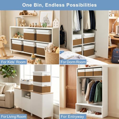 Bagnizer Large 22 Quart Linen Fabric Foldable Storage Bin Cube Organizer Basket - Image 4