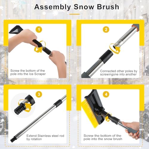 Homilifibra 53" Extendable Retractable Snow Brush & Ice Scraper - Image 3