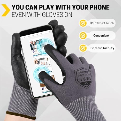 FURWEY Work Gloves, 16/32Pairs Nitrile, Seamless Nylon Knit - Image 3