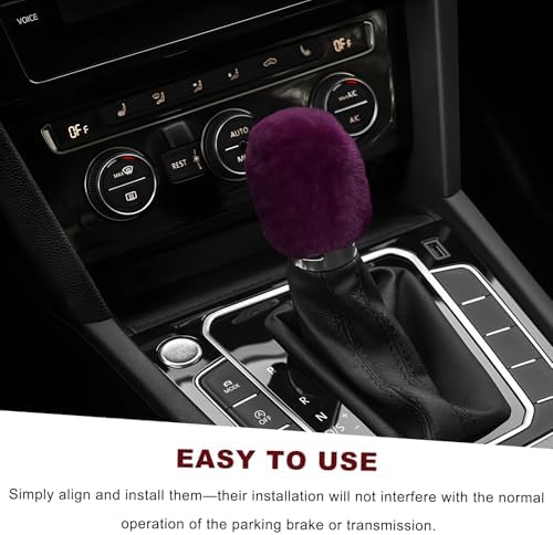 2PCS Fluffy Car Gear Shift Knob & Handbrake Cover, Comfortable Plush Shifter - Image 5