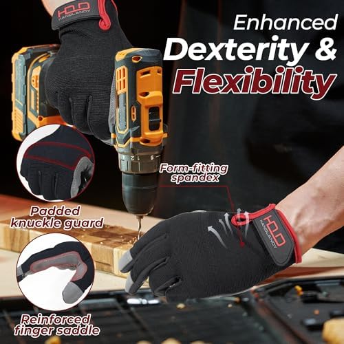 HANDLANDY Work Gloves for Men & Women, Utility Mechanic Working Gloves Touch - Image 3