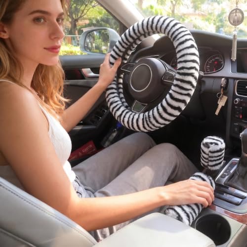 Fluffy Steering Wheel Cover 3PCS Set – Plush Fuzzy Fur Steering Wheel Cover - Image 7