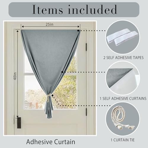 100% Blackout French Door Curtains, Room Darkening Shades Small Window Curtain - Image 6