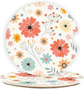 Ceramic Car Cup Holder Coasters Set of 2, 2.56 in Red Flowers by Mengduxd