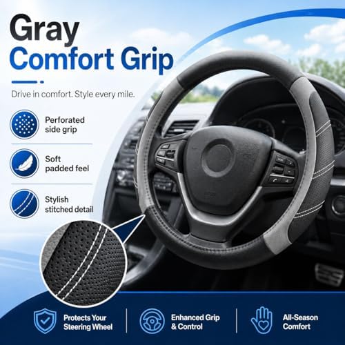 Elantrip Steering Wheel Cover for 14.5" to 15" Wheels, Soft Padded Grip - Image 2