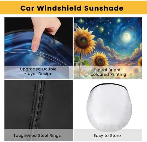 Windshield Sun Shade, Reflective Car Sunshade Blocks Heat, 57 x 31.5 in - Image 3