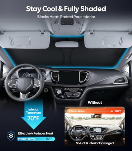 Wigoo for Chrysler Pacifica Windshield Sunshade, Custom Fit, Keeps Cool - Image 2