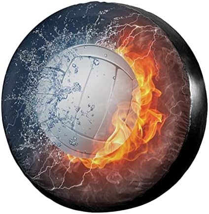 Fire and Water Volleyball Ball Spare Tire Cover Dust-Proof Wheel Tire Cover Fit by Foruidea