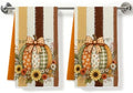 2 Pcs Pumpkin Fall Kitchen Towels, Striped Soft Absorbent Hand Tea Towels by ZHAMEN