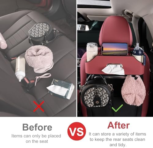 Car Seat Back Cup Holder, 4-in-1 Multifunctional Backseat Organizer - Image 2