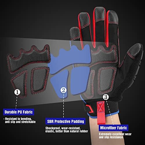 WORKPRO Heavy Duty Work Gloves, Synthetic Leather Impact Protection Working - Image 2